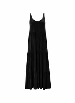 Baukjen Beth Tiered LENZING™ ECOVERO™ Jersey Midi Dress | Caviar Black