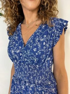 Baukjen Clothing Beverly LENZING™ ECOVERO™ Jersey Maxi Dress | Blue Woodland Floral