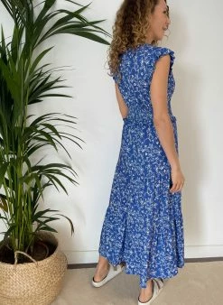 Baukjen Clothing Beverly LENZING™ ECOVERO™ Jersey Maxi Dress | Blue Woodland Floral
