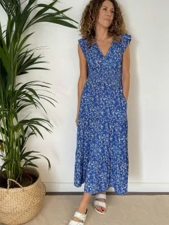 Baukjen Clothing Beverly LENZING™ ECOVERO™ Jersey Maxi Dress | Blue Woodland Floral