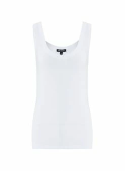 Baukjen Brenna Scoop Neck LENZING™ ECOVERO™ Jersey Vest Top | Pure White