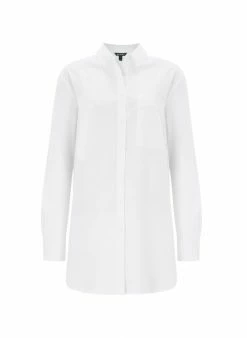 Baukjen Clothing Caitly Organic Cotton Longline Shirt | Pure White