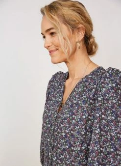 Baukjen Carwen Ditsy Floral Print Organic Cotton Midi Dress | Magenta