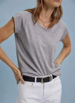 Baukjen Catherine Upcycled Raglan Cap Sleeve Top | Grey Marl