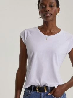 Baukjen Catherine Upcycled Raglan Cap Sleeve Top | Pure White Clothing