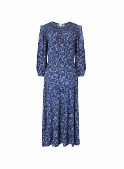 Baukjen Clothing Cece Floral Print LENZING™ ECOVERO™ Midi Dress | Blue Vine