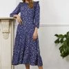 Baukjen Clothing Cece Floral Print LENZING™ ECOVERO™ Midi Dress | Blue Vine