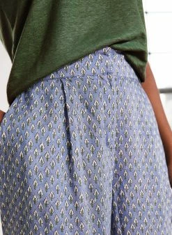 Baukjen Celia LENZING™ ECOVERO™ Wide Leg Trousers | Khaki Woodblock Print