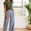 Baukjen Celia LENZING™ ECOVERO™ Wide Leg Trousers | Khaki Woodblock Print