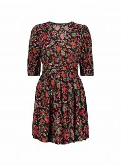 Baukjen Cosette V-Neck LENZING™ ECOVERO™ Floral Mini Dress | Black Como Print