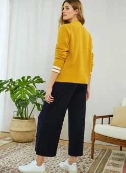 Baukjen LENZING™ ECOVERO™ Jersey Cropped Palazzo Trousers | Classic Navy