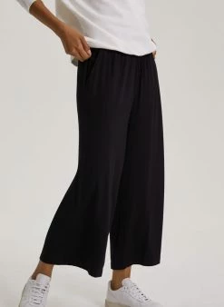 Baukjen Clothing LENZING™ ECOVERO™ Jersey Cropped Palazzo Trousers | Caviar Black