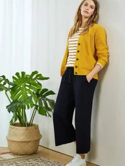 Baukjen LENZINGâ„¢ ECOVEROâ„¢ Jersey Cropped Palazzo Trousers | Classic Navy