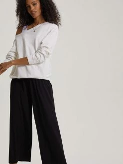Baukjen Clothing LENZING™ ECOVERO™ Jersey Cropped Palazzo Trousers | Caviar Black