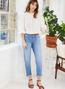 Baukjen Daisy Broderie Upcycled Top | Pure White