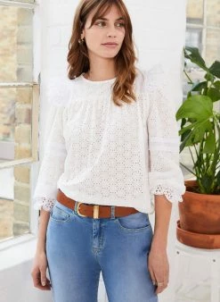 Baukjen Daisy Broderie Upcycled Top | Pure White