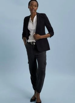 Baukjen Clothing Elijah TENCEL™ & Linen Cargo Trousers | Caviar Black