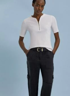 Baukjen Clothing Elijah TENCEL™ & Linen Cargo Trousers | Caviar Black