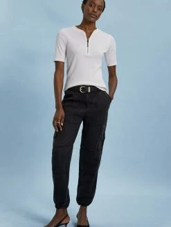 Baukjen Clothing Elijah TENCEL™ & Linen Cargo Trousers | Caviar Black