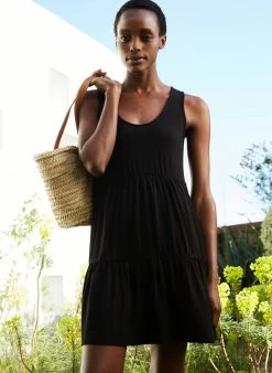 Baukjen Eloise Sleeveless LENZING™ ECOVERO™ Jersey Tiered Dress | Caviar Black Clothing