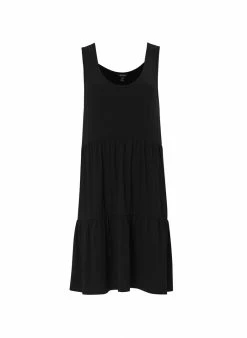 Baukjen Eloise Sleeveless LENZING™ ECOVERO™ Jersey Tiered Dress | Caviar Black Clothing