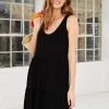 Baukjen Eloise Sleeveless LENZING™ ECOVERO™ Jersey Tiered Dress | Caviar Black Clothing