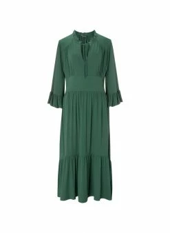 Baukjen Elsie LENZING™ ECOVERO™ Tiered Hem Midi Dress | Fern Green Clothing