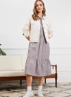 Baukjen Emily Ditsy Print Organic Cotton Midi Dress | White Calico Clothing