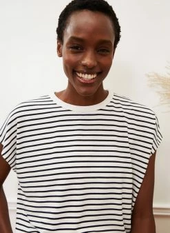 Baukjen Emmanuelle LENZING™ ECOVERO™ Stripe T-Shirt | Soft White & Caviar Black