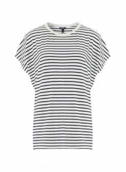 Baukjen Emmanuelle LENZING™ ECOVERO™ Stripe T-Shirt | Soft White & Caviar Black