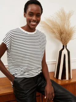 Baukjen Emmanuelle LENZINGâ„¢ ECOVEROâ„¢ Stripe T-Shirt | Soft White & Caviar Black