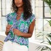 Baukjen Everly Positano Print LENZING™ ECOVERO™ Frilled Top | Green & Blue 1 Baukjen Everly Positano Print LENZING™ ECOVERO™ Frilled Top | Green & Blue