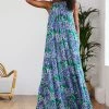 Baukjen Everly Positano Print LENZING™ ECOVERO™ Halterneck Maxi Dress | Green & Blue Clothing