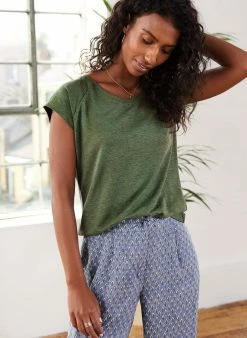 Baukjen Guinevere Hemp & Organic Cotton Slub T-Shirt | Light Khaki Clothing