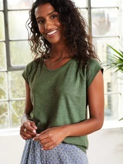 Baukjen Guinevere Hemp & Organic Cotton Slub T-Shirt | Light Khaki Clothing