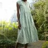 Baukjen Clothing Harriet Ditsy Floral Print Organic Organic Cotton Midi Dress | Green