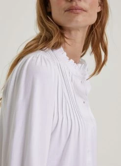 Baukjen Imken Ruffled Collar LENZING™ ECOVERO™ Jersey Blouse | Pure White Clothing