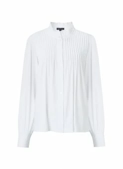Baukjen Imken Ruffled Collar LENZING™ ECOVERO™ Jersey Blouse | Pure White Clothing