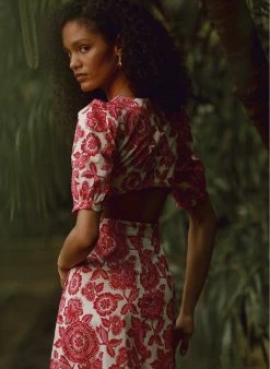 Baukjen Clothing Isaaca Florence Print Organic Cotton Dress | Strawberry