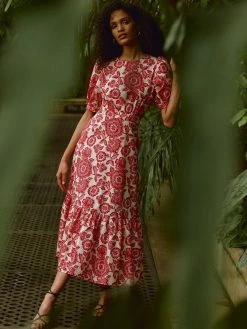 Baukjen Clothing Isaaca Florence Print Organic Cotton Dress | Strawberry