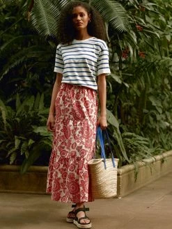 Baukjen Clothing Isaaca Florence Print Organic Cotton Maxi Skirt | Strawberry