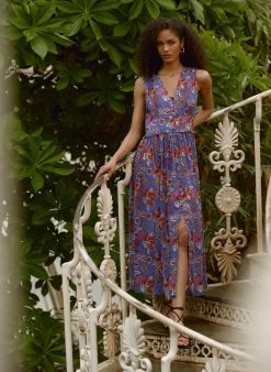 Baukjen Clothing Jayla Floral Print LENZING™ ECOVERO™ Dress | Blue Verona
