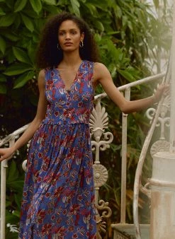Baukjen Clothing Jayla Floral Print LENZING™ ECOVERO™ Dress | Blue Verona