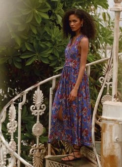 Baukjen Clothing Jayla Floral Print LENZING™ ECOVERO™ Dress | Blue Verona