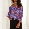 Baukjen Jayla Floral Print LENZING™ ECOVERO™ Off-The-Shoulder Top | Blue Verona Clothing