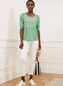 Baukjen Jennifer LENZING™ ECOVERO™ Jersey Puffed Shoulder Top | Jade Stone