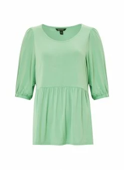 Baukjen Jennifer LENZING™ ECOVERO™ Jersey Puffed Shoulder Top | Jade Stone
