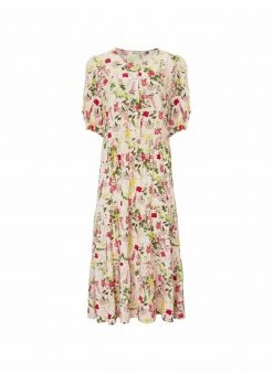 Baukjen Jessica Floral Print LENZING™ ECOVERO™ Tiered Midi Dress | Pink Meadow