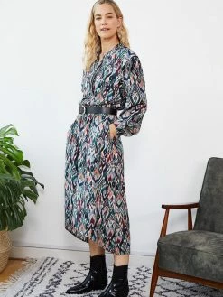 Baukjen Keilani Ikat Print FSC Viscose Midi Dress | Multicolour Clothing