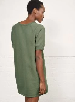 Baukjen Clothing Lara Short Sleeved Organic Cotton Sweatshirt Dress | Light Khaki